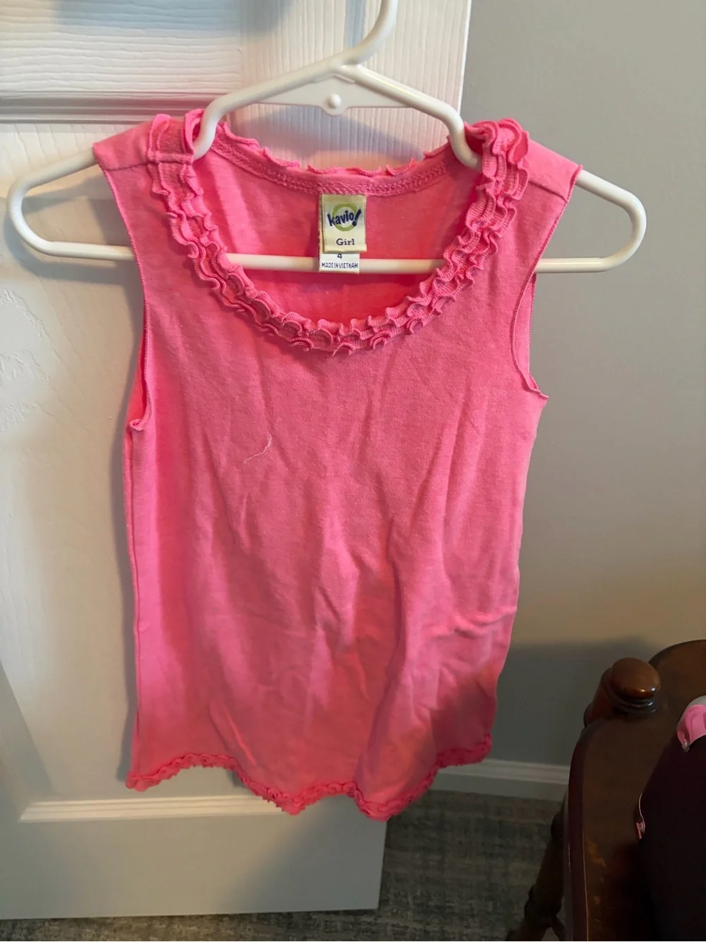 Kavie Girls Pink Ruffle Trim Sleeveless Tank